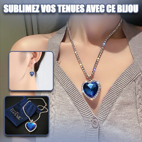 Coeur - Saphir™/Pendentif Inspiré de lis histoire d'amour de "Jack et Rose en Titanic" - Nina Harmonie