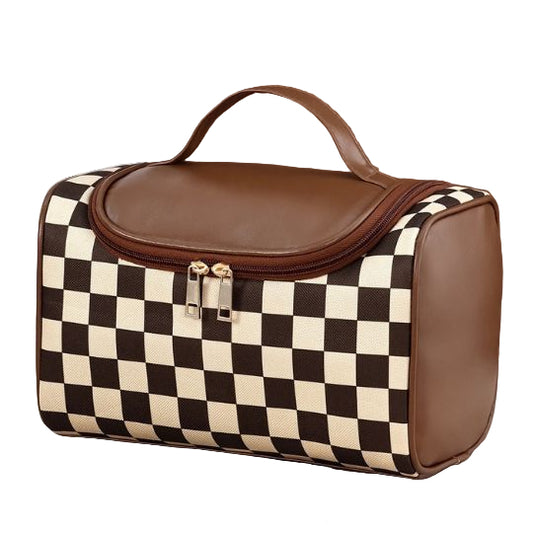 Trousse de Toilette Femme – Organisateur de Voyage à Motif Damier
