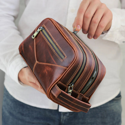 Trousse de toilette homme cuir - Voyage Élégant - Nina Harmonie