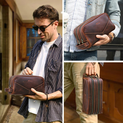Trousse de toilette homme cuir - Voyage Élégant - Nina Harmonie
